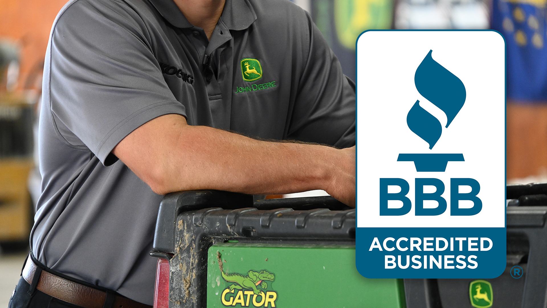 Koenig Equipment technician with the BBB Accredited Business seal