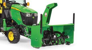 Studio Image of a 47-inch Heavy-Duty Snow Blower on a 1025R Compact Tractor