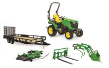 John Deere 2025R Tractor, Loader, Mower, Forks, Trailer