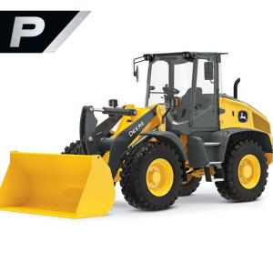 344 P-Tier compact wheel loader on white background