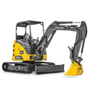 35G Compact Excavator with white background.