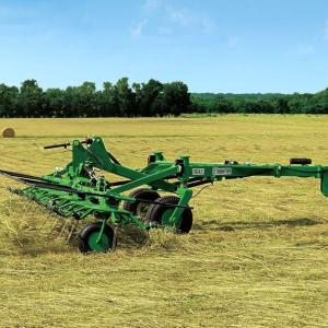field image of Frontier™ td34 hay tedder attached to a tractor