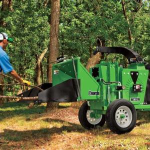 field image of Frontier WC12 series wood chipper attached to a tractor